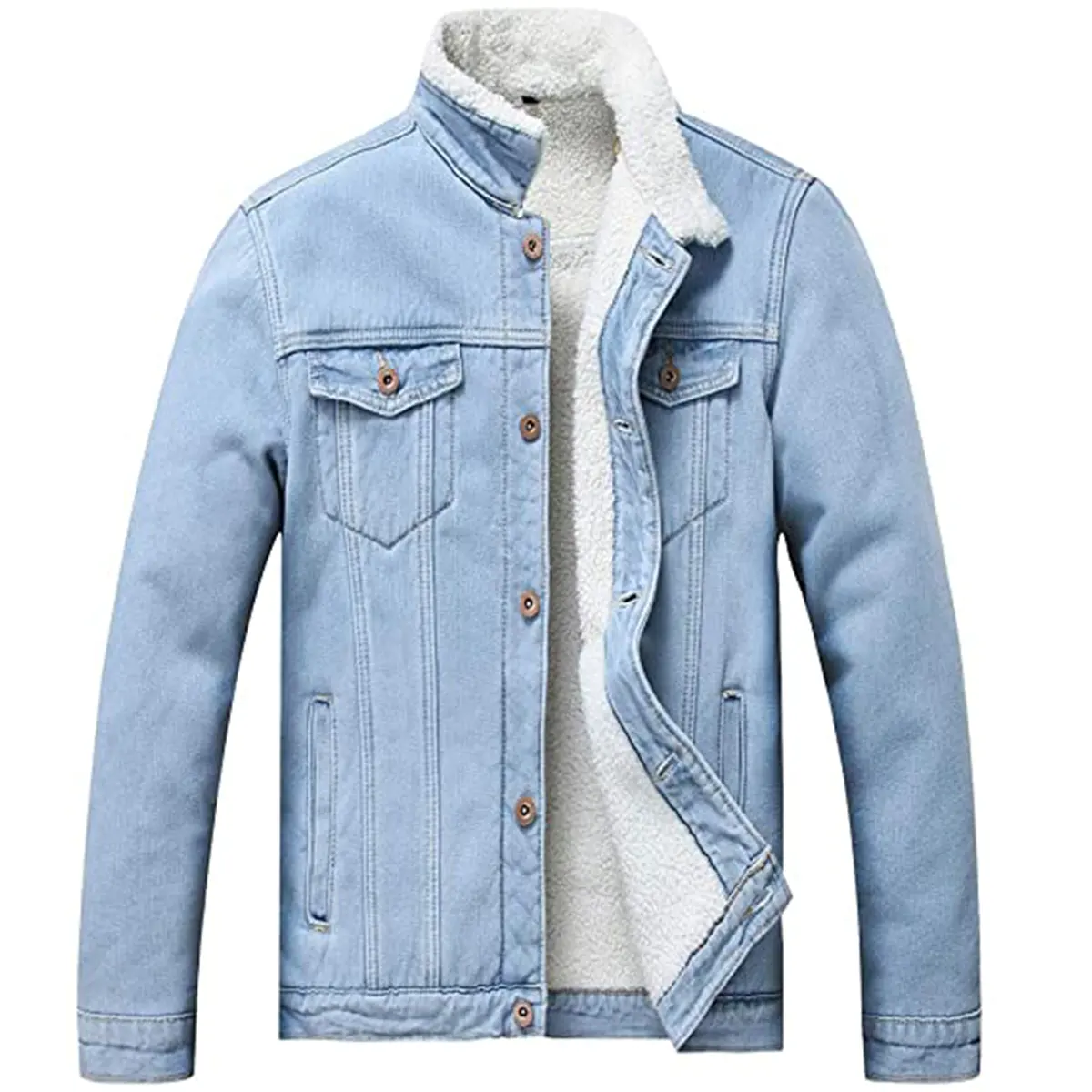 Wholesale Winter Outdoor Casual Men's Jean Jacket Thick Warm Long Fur Inside Plus Size Windbreaker Men's Sherpa Jackets