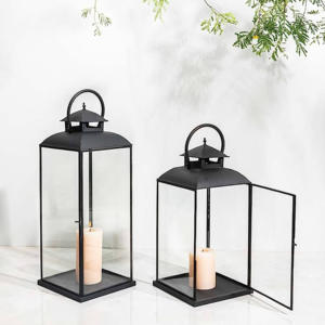 เชิงเทียนแก้วเหล็ก/กรอบโลหะทำด้วยมือรูปทรงเสาด้านบนในร่ม/กลางแจ้งตกแต่งสวนบ้าน1สีดีไซน์เนอร์ที่ทันสมัย - Product Image 1