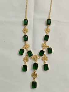 Collar de piedra Natural verde hecho a mano tradicional, joyería de boda de moda, chapado en oro y plata, joyería de latón al por mayor - Product Image 2