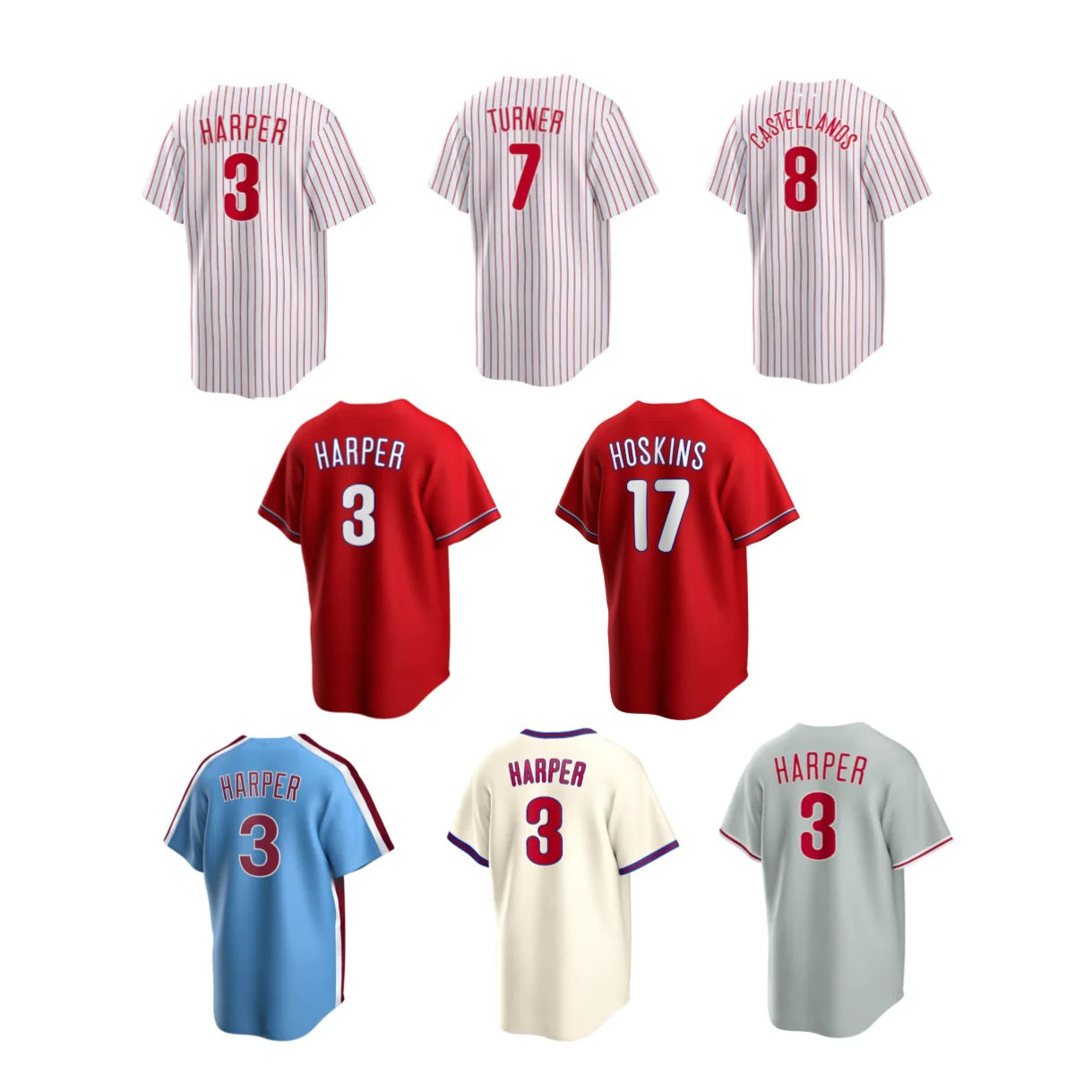 Newly Baseball Jerseys Philadelphia Bryce Harper Trea Tur-ner 17 Rhys  Hoskins 12 Kyle Schwarber