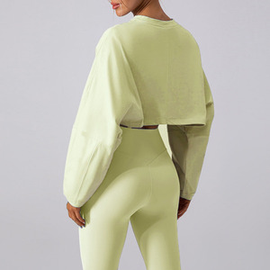 Vêtements d'entraînement à séchage rapide Pull à encolure ras du cou Extensible pour les vêtements de course à pied Vêtements de jogging solides - Product Image 2