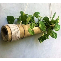 Pots tubulaires en bambou naturel suspendus bon marché plantes succulentes bonsaï décor de jardin Pots de fleurs et jardinières suspendues
