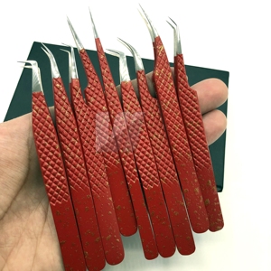 Pince à épiler d'extension de cils professionnelle en acier inoxydable japonais durable marron Volume fin pointu - Product Image 5