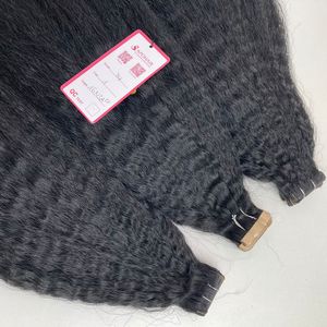 ดิบเวอร์จินดับเบิ้ลดึงเจ็ทสีดํา 20 นิ้วต่อผมมนุษย์ Kinky ตรงที่มองไม่เห็นเทปต่อผมมนุษย์ - Product Image 4