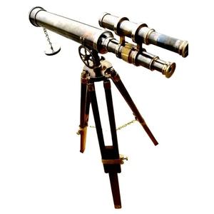 Telescopio artesanal de latón antiguo con trípode de madera para exhibición costera de hogar y oficina - Product Image 3