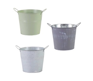 Seau à fleurs en métal galvanisé en fer de vente chaude avec poignée jardinière de fleurs de forme ronde pour la décoration de maison et de jardin - Product Image 1