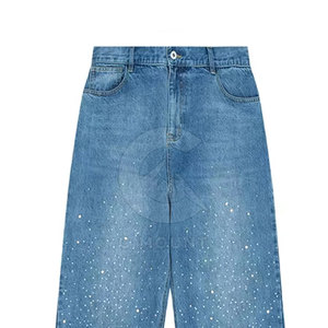 Nuevo estilo Uso al aire libre Hombres Rhinestone Jeans Pantalones Mejor calidad Color sólido Rhinestone Jeans Pantalones para hombres - Product Image 3