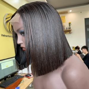 Bob Couche Coupe Os Droite Vrais Cheveux Humains avec Frange Courte Épaule Longueur de Vietnamhairluxury - Product Image 1