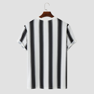 T-shirts de compression athlétiques personnalisés pour hommes, col rond, blanc et noir, 100 % coton respirant et écologique, collection 2026 - Product Image 2