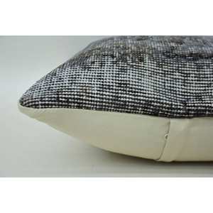 Gray Houndstooth Wool Pillow 16x16 Inch Decorative <b>Cushion</b> Vintage Embroidered Kantha Patchwork Floral & Square Patterns - Product Image 4