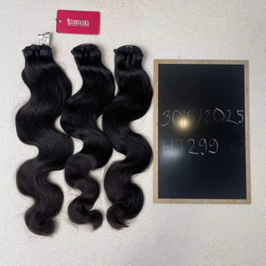 Precio al por mayor de extensiones de cabello humano vietnamita virgen natural negro doble dibujado extensiones de cabello de trama ondulada del cuerpo extensiones de cabello - Product Image 1