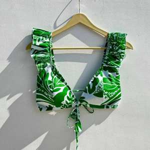 Frills Floral Boho Beachwear 100% Pure Cotton Breathable Summer Overall Combo with Funky <b>Removable</b> <b>Pads</b> Lace XS-4XL Knitted <b>Bra</b> - Product Image 1