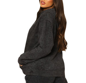 Sweat-shirts pour femmes de haute qualité 2025, lavage à l'acide, logo sur le devant, personnalisable, en molleton écologique, coton lourd, chaud pour l'hiver, à capuche - Product Image 2