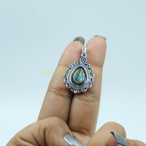 Pendentif en argent sterling 925 fait à la main en labradorite naturelle en forme de larme, filigrane, bijoux en pierres précieuses bohèmes pour femmes, petite amie, elle - Product Image 5
