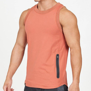 Camiseta sin mangas de gimnasio para hombre con estampado Offset personalizado, secado rápido, transpirable, elástico en 4 direcciones, cuello redondo, dobladillo curvo, 100% algodón para entrenamiento - Product Image 2