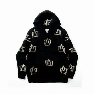 Streetwear Custom logo Rhinestone Hoodie Custom Thick Rhinestone Hoodies Men - Product Image 1