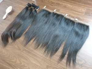 Paquets de cheveux humains bruts vietnamiens non transformés vierge cuticule aligné os droit dentelle fermeture bande 100% livraison directe - Product Image 6