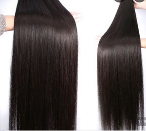 Extensions de cheveux naturels indiens Remy vierges non traités, noirs 99J, lisses, de 30 pouces, double trame, pour tissage - Product Image 1