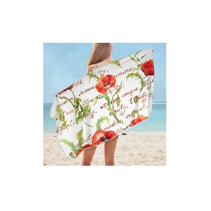 100% serviettes de plage d'été en velours de coton biologique serviettes personnalisées de l'inde serviette de plage épaisse Extra Large impression réactive