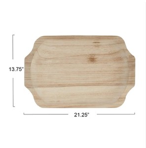 Lot de 2 plateaux de service en bois de manguier à prix bon marché avec poignées pour hôtel et restaurants - Product Image 6