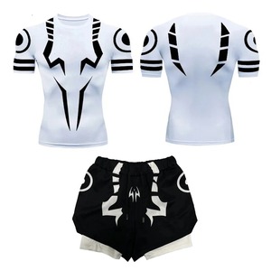 Conjunto de camisetas de entrenamiento de gimnasio de algodón 100%, conjunto de pantalones cortos con estampado de sublimación para hombres, conjunto de camisa de pantalones cortos transpirables de rendimiento 2 en 1 - Product Image 2