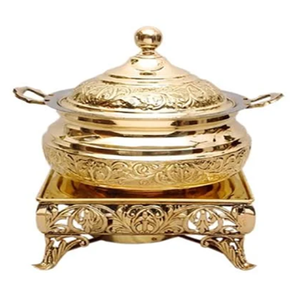 Handi de latón martillado con tapa y Pomo, utensilios de cocina tradicionales indios perfectos para servir platos, disponibles a precio mayorista - Product Image 2