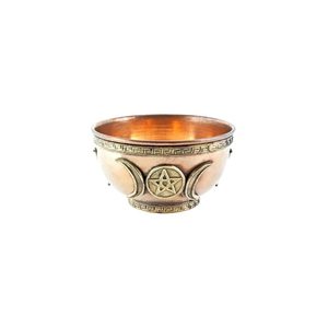 <b>Brass</b> Mounted Triple moon Tibetan Copper offering bowl Great for Altar Use Rituals Incense Smudging and Decoration - Product Image 5