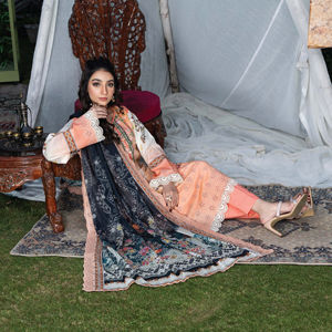 Collezione Invernale da Donna <span class=keywords><strong>Riaz</strong></span> Arts Mashaal Lawn D-05 Abiti Shalwar Kameez in Cotone Ricamato ad Asciugatura Rapida Indiani/Pakistani - Product Image 1
