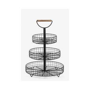 Panier à fruits en fer de haute qualité 2 niveaux pour la cuisine Design élégant support de panier à fruits 2 niveaux avec nickelé pour le rangement à domicile - Product Image 5