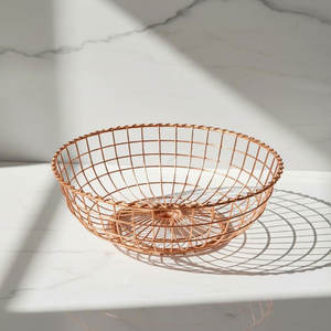 Panier à fruits en métal avec poignée, rangement écologique pour le partage familial, cadeaux - Dimensions : hauteur 12,065 cm, largeur 28,575 cm, poids 0,400 - Product Image 2