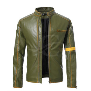Chaqueta de cuero estilo cremallera informal para hombre lona ajustada con cuello levantado para invierno nueva llegada - Product Image 1
