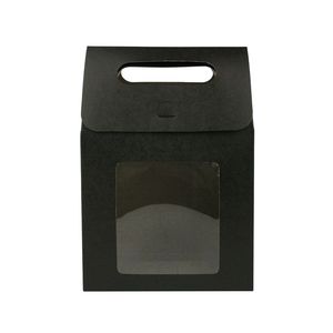 TH CB-121 chine, sac de boîte-cadeau debout en papier Kraft solide avec fenêtre transparente - Product Image 6