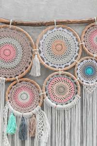 Bonne qualité tissé à la main en macramé tenture murale Art déco Design anneaux pour la décoration intérieure pour salon et chambre à coucher - Product Image 2