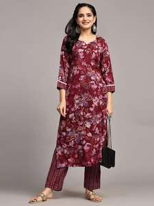 Atractivo vestido étnico de tendencia alta demanda cápsula algodón Kurti pantalón con trabajo impreso mejor precio fabricante de la India - Product Image 6