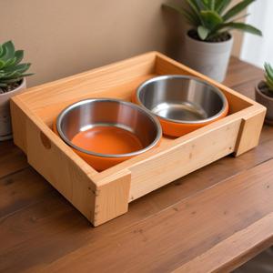 ชามไม้สำหรับสัตว์เลี้ยงปรับความสูงได้ชามอาหารสุนัขและแมวยกระดับได้ตามต้องการ - Product Image 5