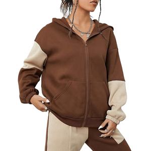 OEM Custom Unisex Long Sleeve Hooded Sweatshirt <b>Patchwork</b> Zip-up Design for Casual Winter Wear Men and Women's <b>Top</b> - Product Image 1