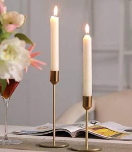 Bougeoir en métal nouvellement conçu support or fini ensemble de 2 pièces support de bougie conique pour décor de table - Product Image 5