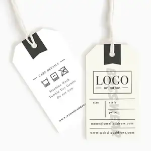 Fashion Gold Foil Greeting Cards Logo Laser Paper Garment Swing Hang Tag Cardboard Embossed Custom Clothing Hang Tags