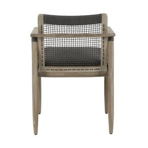 Fauteuil d'extérieur en teck gris délavé avec corde et coussin gris foncé - Product Image 3