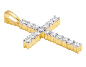 S925 <b>Sterling</b> <b>Silver</b> White Gold Plated With VVS Clarity Mossanite Diamond <b>Cross</b> <b>Pendant</b> For Men - Product Image 2