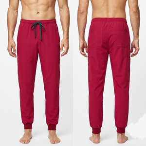 Pantalones Médicos Unisex, 180 GSM, Tela Elástica de Algodón y Poliéster, Azul Marino, Cintura con Cordón, Bordado Personalizado, Tela Tejida, Hospital - Product Image 1