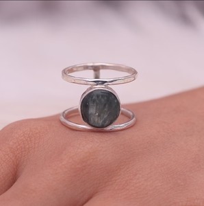 Seraphinite แหวนสําหรับสาว 925 เครื่องประดับเงินสเตอร์ลิง Seraphinite Cabochons แหวนหมั้นแหวนขายส่งเครื่องประดับ - Product Image 4