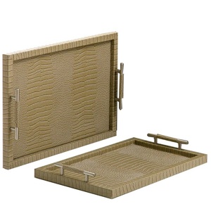 Plateau de service de forme rectangulaire de conception classique Ensemble de finition antique de 2 dessus de table de fête de mariage de restaurant d'hôtel à la maison - Product Image 1