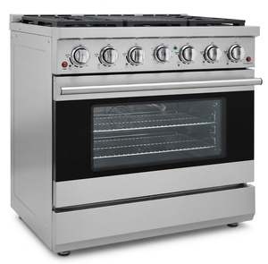 Estufa Profesional de Acero Inoxidable de 36 Pulgadas con Doble Combustible – Placa de Cocción a Gas de 4 Quemadores con 5.5 Pies Cúbicos Horno de Convección Eléctrico - Product Image 2