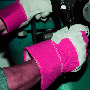 ถุงมือทำงานสีชมพูหนังวัวซ่อนถุงมือทำงานถุงมือนิรภัยสำหรับงานก่อสร้างกลางแจ้งอุตสาหกรรม - Product Image 3