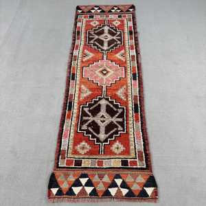 Turkish <b>Runner</b> Rug, 2.5x8.2 ft Vintage Rug, <b>Red</b> Floral Wool Rug - Product Image 1