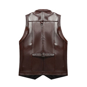 Gilet en cuir décontracté pour homme personnalisé, col en V, couleur unie, imperméable, respirant, coupe-vent, écologique, séchage rapide, vêtement d'extérieur d'hiver - Product Image 3