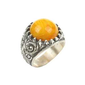 <b>925</b> Sterling <b>Silver</b> Men's <b>Ring</b> with Turquoise Round Stone Bezel Setting Rhodium Plating Fine Jewelry for Everyday Wear - Product Image 2
