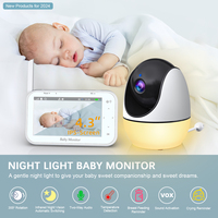 Monitor de Bebé Anicebb con Pantalla IPS de 4.3 Pulgadas, Video PTZ 720P, Sin WiFi, Cámara de Seguridad con Grabación en Tarjeta TF, Luz Nocturna y VOX