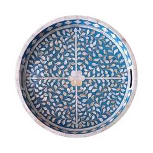 Arabic Style Diwali Ramadan Eid Gift Acacia Wood Mother Pearl Inlay Mop Tray Set Floral Design Multi-functional Dessert Serving - Product Image 6